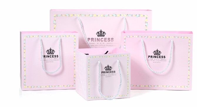 PRINCESS粉色唯美禮品白卡紙袋定制